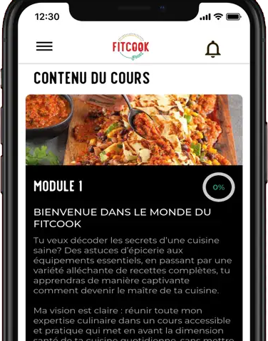 FitCook Foodz cooking course with modules and progress tracking